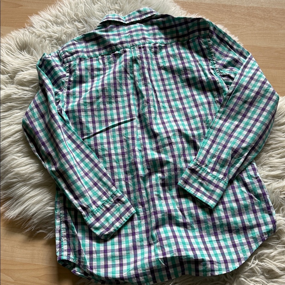 J Crew Crewcuts  Green and Purple Plaid Shirt 12 - Picture 5 of 5